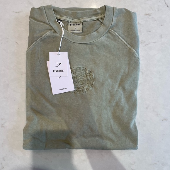 Gymshark Premium Legacy T-Shirt L Natural Sage Green - Picture 2 of 10